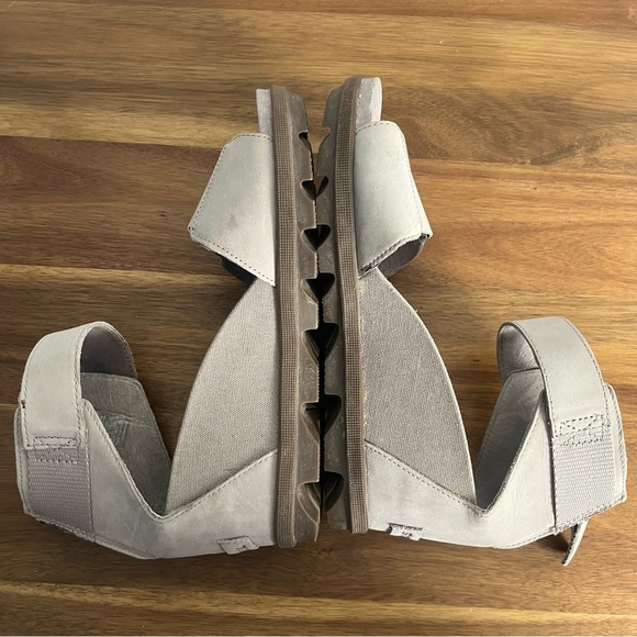 SOREL Joanie Leather Wedge Sandals in dove size 8.5 grey - Picture 6 of 9